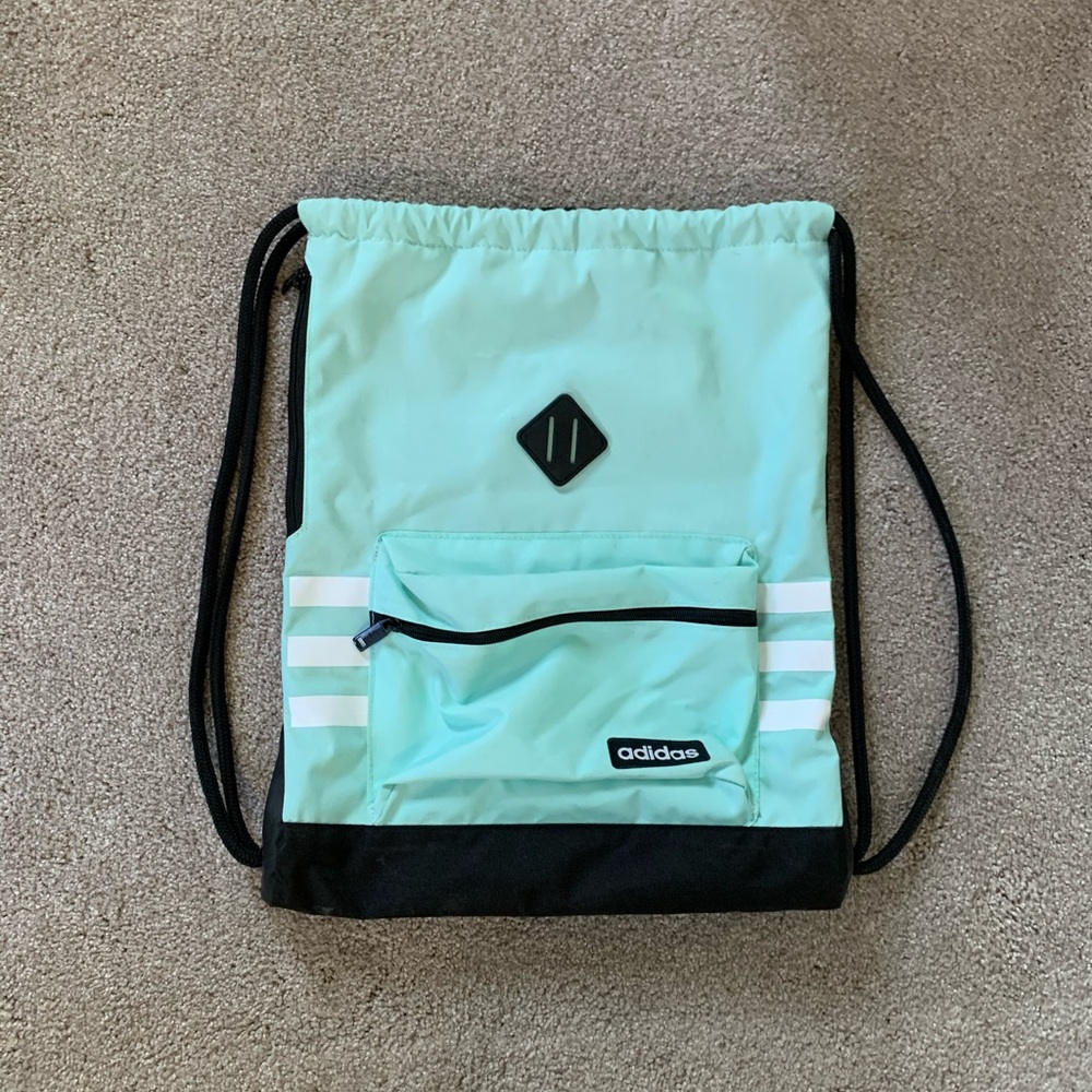adidas mint green drawstring backpack